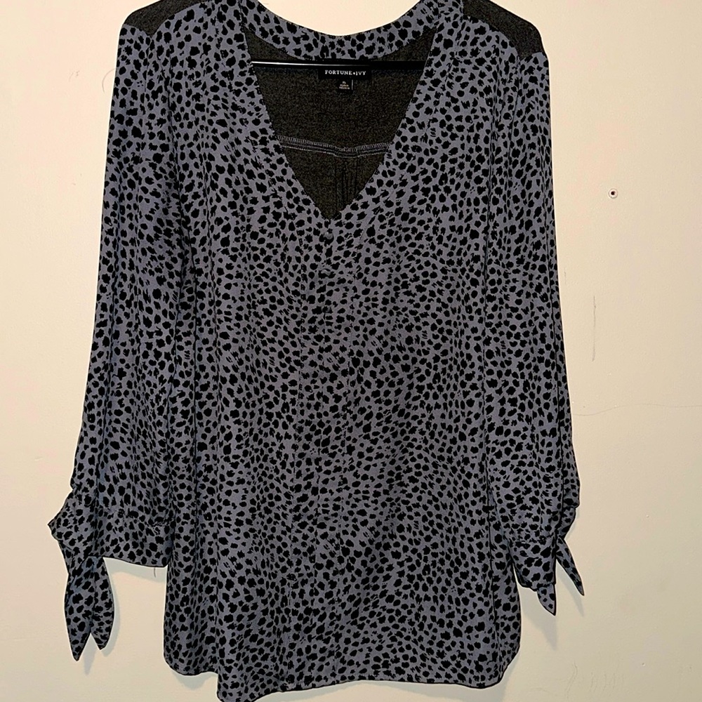 Gray and Black Animal Print Top